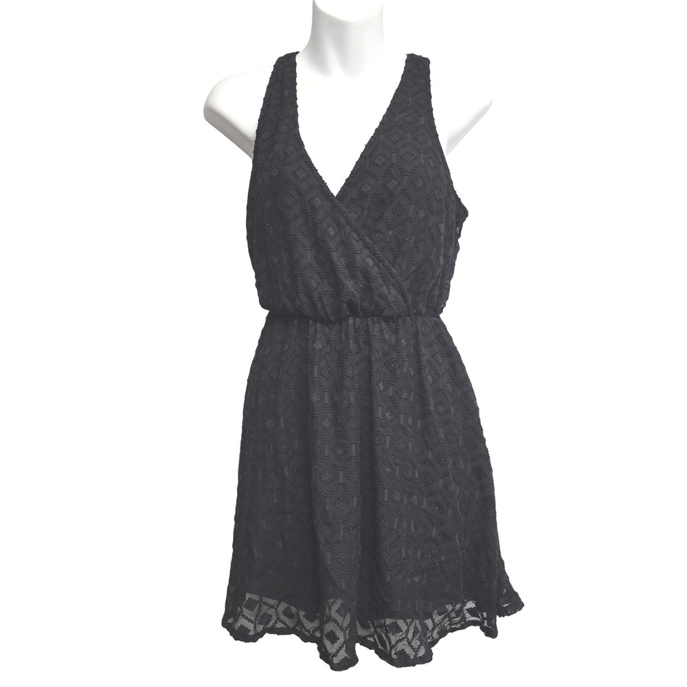 Candies Black Diamond Textured Lace Fit & Flare Dress Cutout Back Womens Small